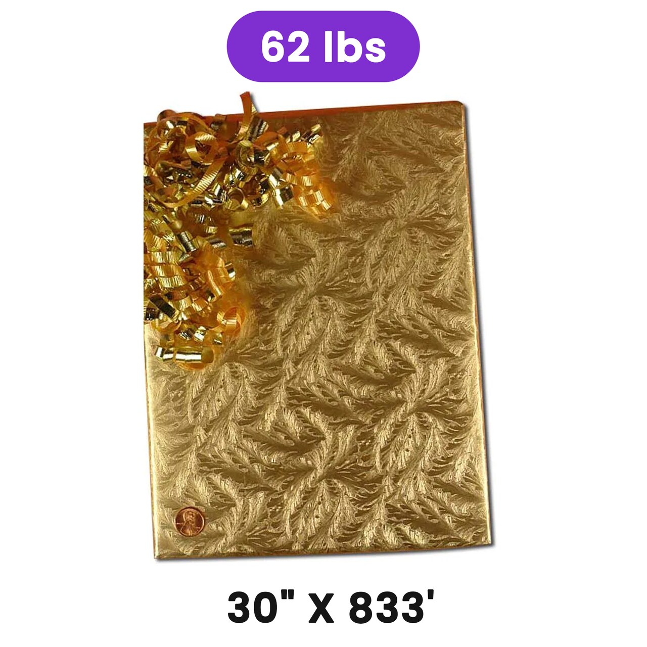 Copper Feather Embossed Metallic Wrapping Paper 30" x 833" Jumbo Roll